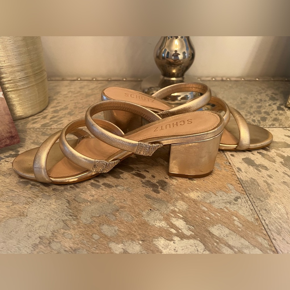 Schutz Gold Strappy Women's Sandals Size 7 - Picture 2 of 5